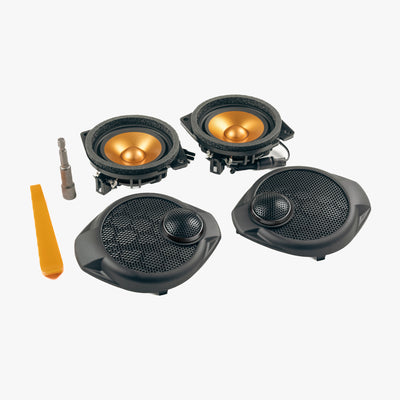 Upgrade your Jeep Wrangler JK dash speakers with our Front SoundStage Upgrade. Includes midrange drivers, tweeters, custom grilles, free shipping and tools. 