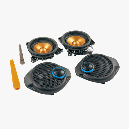 Upgrade your Jeep Wrangler JK dash speakers with our Front SoundStage Upgrade. Includes midrange drivers, tweeters, custom grilles, free shipping and tools. 
